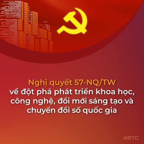Nghị quyết số 57-NQ/TW ngày 22/12/2024 về đột phá phát triển khoa học, công nghệ, đổi mới sáng tạo và chuyển đổi số quốc gia.